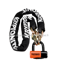 Chaine NEW YORK et cadenas EVOLUTION SERIE 4 - 170 cm, noir orange
