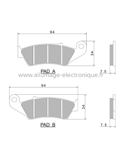 Plaquettes de Frein Nissin A0230 Premium Semi-Metallic (vendu par jeu de deux plaquettes) - 2P-225NS
