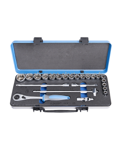 Coffret métal de douilles 1/2 6 pans avec accessoires gainage BI - 190BI6P23